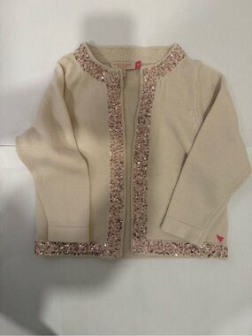 Pink Chicken Cream Cardigan with Pink Sequin Trim